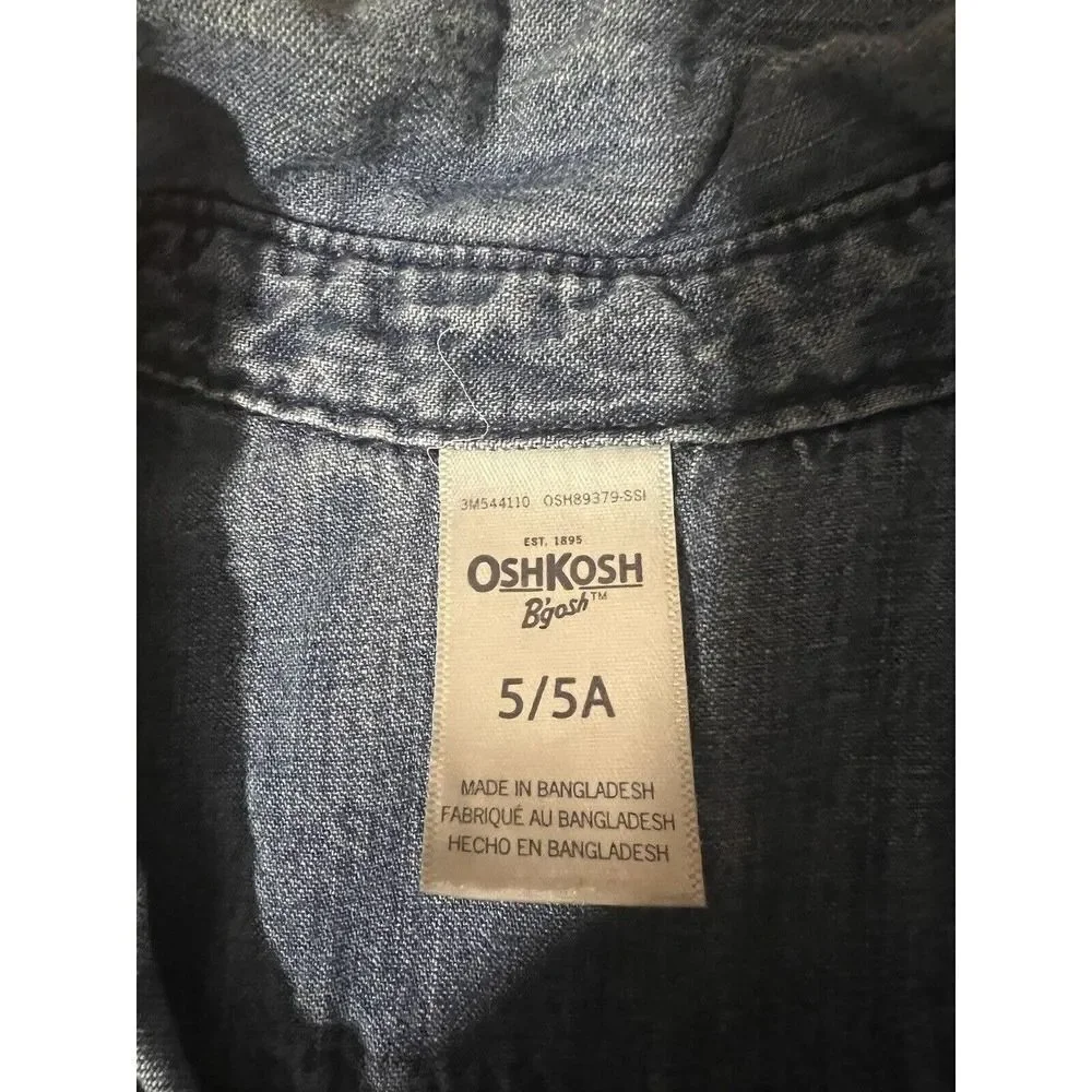Kid Denim & Tulle Dress In Mosaic Blue Size 5